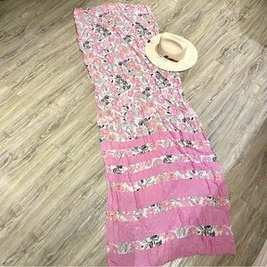 Sweet gauzy baby pink/cream floral scarf/Wrap w prairie shabby chic vibe